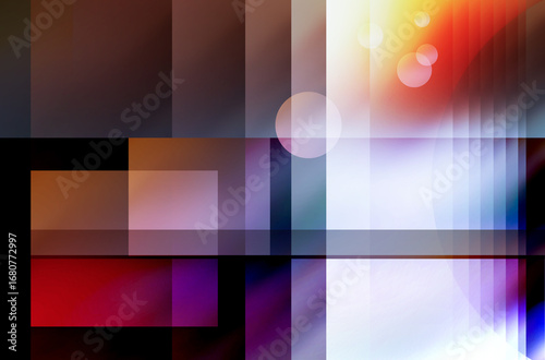 Abstract gradient colorful background with circles and squares. Illustration for design and more.