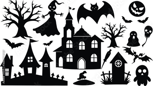 Halloween Vector Design with Spooky Elements Perfect for Festive Projects