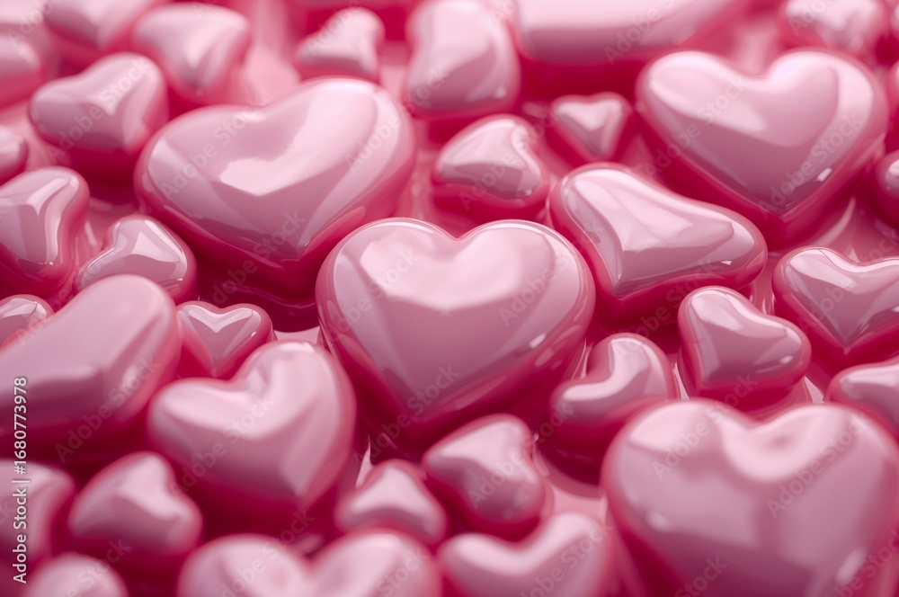 Obraz premium A Pile of Shiny, Glossy Pink Heart-Shaped Objects