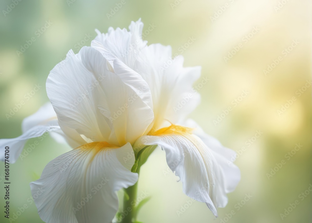 Obraz premium Delicate white iris petal in soft focus