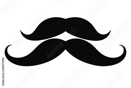 Two Black Mustache Silhouette Retro Style on White Background Design Element