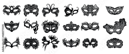 black carnival masks vector