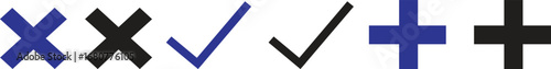 Check Mark, Cross, and Plus Sign Icons – Decision, Approval, and Choice Symbols