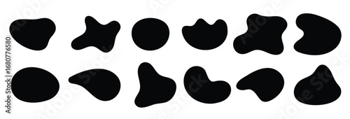 Blob shape organic, vector illustration set. Collection from abstract forms for design and paint. Liquid silhouette drop in modern style. 