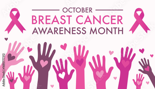 Breast Cancer awareness month is observed every year in October. Banner, poster, card, background design.