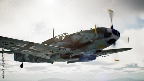WWII German Fighter Plane in Flight