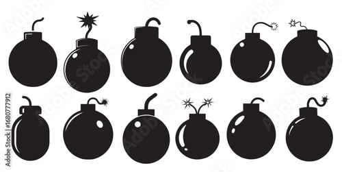  bomb silhouette on white background