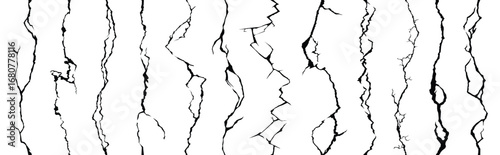 broken wall crack seamless cleft crackles set