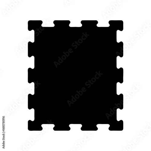 Isolated interlocking foam floor tile mat in black on a white background