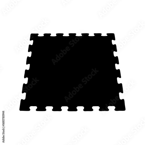 Interlocking Foam Mat, Black Puzzle Piece Floor Mat on a White Background