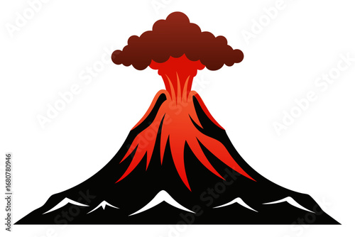 Volcano eruption silhouette vector