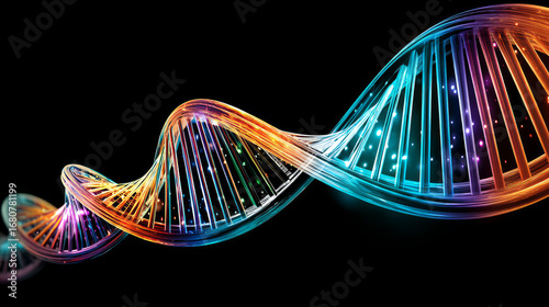 Gene Therapy for Cancer Treatment Concept Cancer therapy with T cells and DNA. Abstract image of human genetics, where glowing DNA mutation threads merge with digital elements