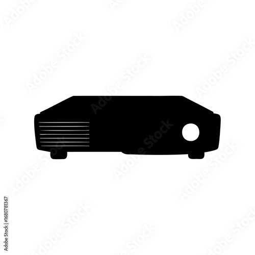 Simplified black vector illustration of a digital projector for presentations use