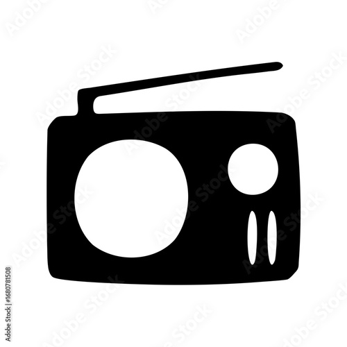 Simple black silhouette illustration of an old fashioned radio receiver