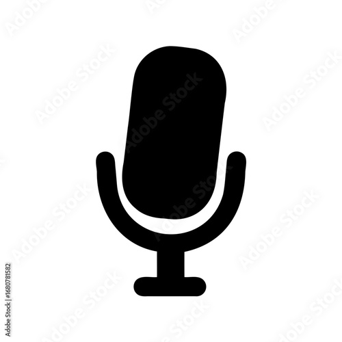 Simple flat illustration of a classic microphone in black and white