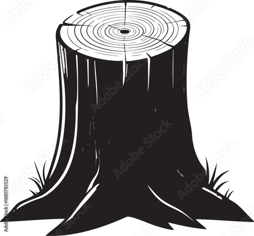 Tree Stump Icon in Black | Vector Silhouette Clipart Design