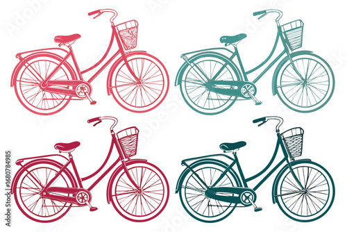 set of Vintage bicycle silhouette illustration