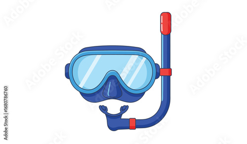 A vibrant blue snorkel mask and breathing tube with red accents perfect for underwater exploration and aquatic adventures in the ocean or pool