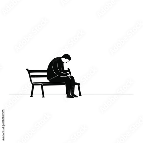 Sad Person on Bench Silhouette