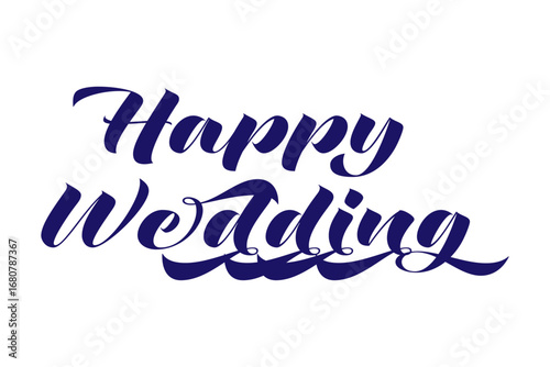Happy Wedding - 筆記体でおしゃれに書いた、Happy Wedding（結婚おめでとう）の、おしゃれな手書き風のロゴマーク

