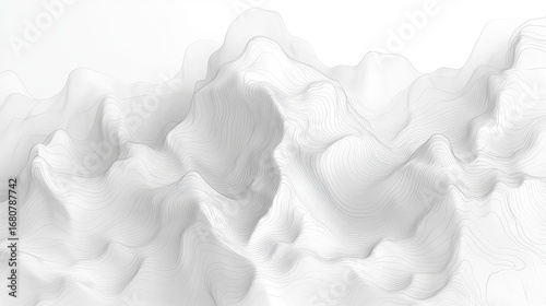 Abstract White Mountains, Topographic Lines, Minimalist Background