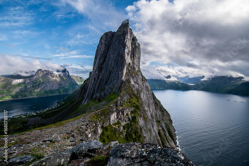 View of mount Segla above the norwegian fjord