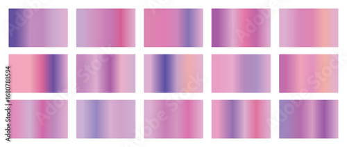 Set of colorful gradients. The texture of a smooth metal surface. A collection of multicolored metallic gradients. Vector illustration.