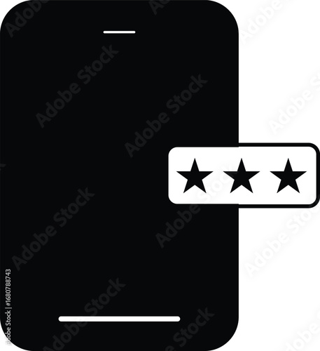 Mobile Phone Password Security Icon with Stars