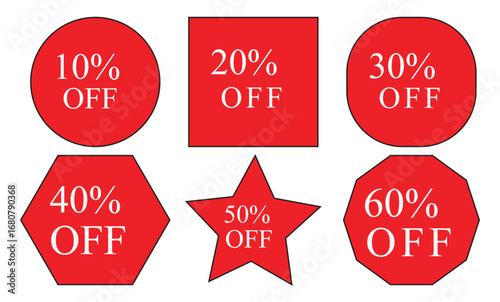 Discount Sale Percentage Labels - 10% to 60% OFF
