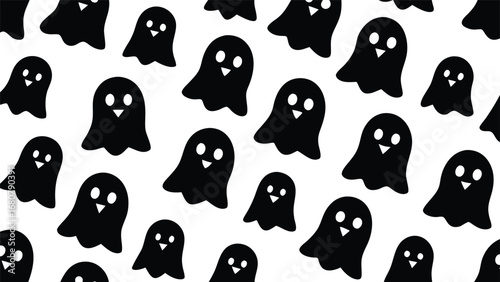 Cartoon Ghost Pattern Playful Graphic Design with Spooky and Fun Elements