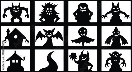 Nine Distinct Elements Vector Illustration with CMYK Colors and Helvetica Font