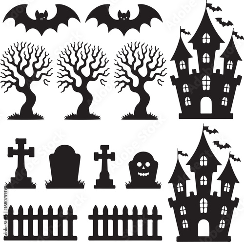 halloween castle vector illustration