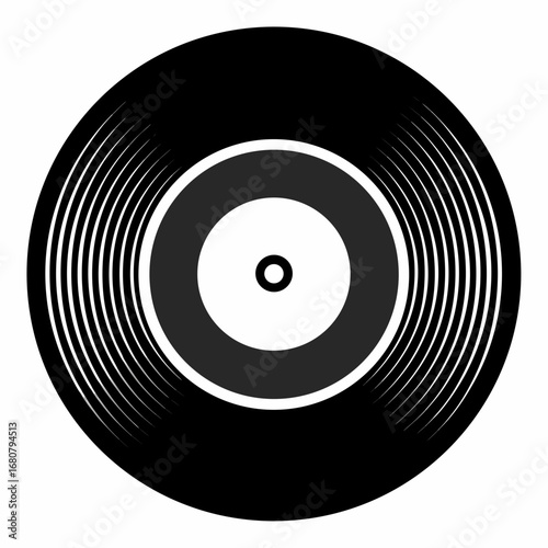 Vinyl record vector clean black silhouette design white background