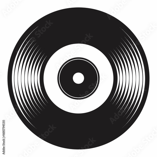 Vinyl record vector clean black silhouette design white background