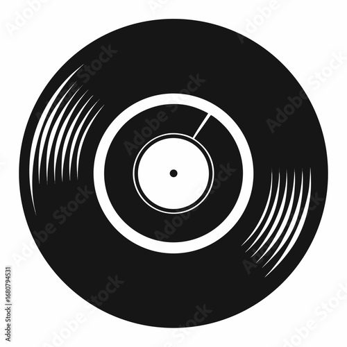 Vinyl record vector clean black silhouette design white background