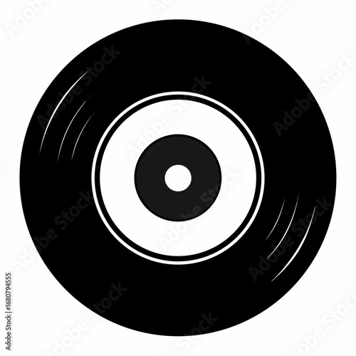 Vinyl record vector clean black silhouette design white background