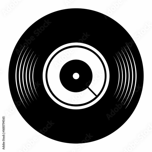 Vinyl record vector clean black silhouette design white background