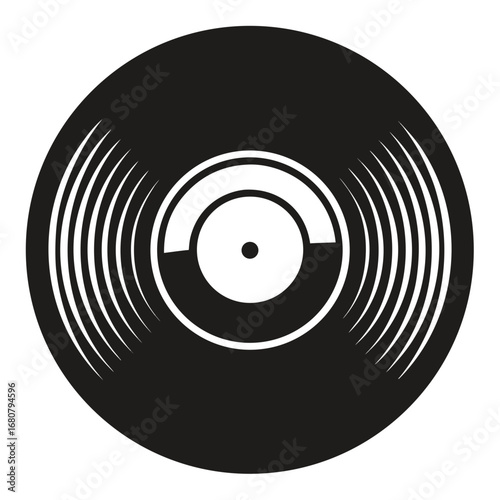 Vinyl record vector clean black silhouette design white background
