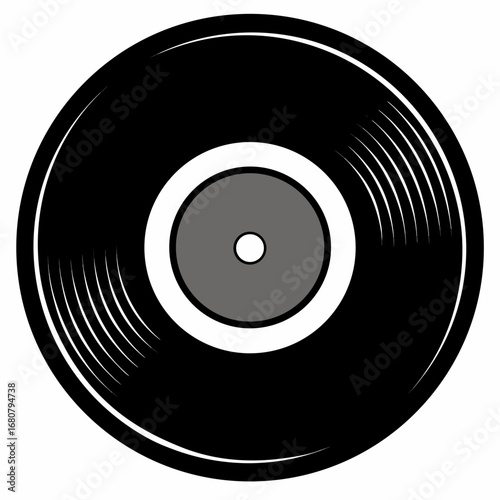 Vinyl record vector clean black silhouette design white background