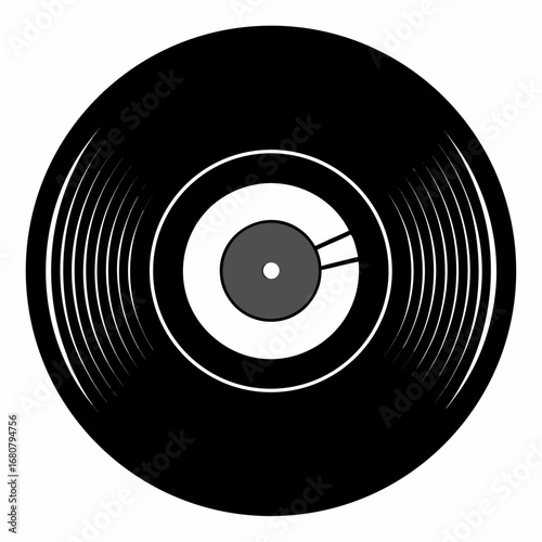 Vinyl record vector clean black silhouette design white background