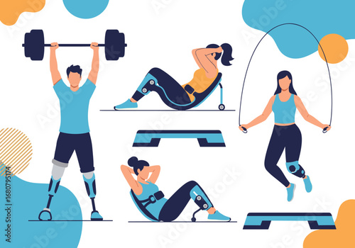 Diverse Group of People Engaging in Various Strength and Cardio Exercises for a Healthy Lifestyle