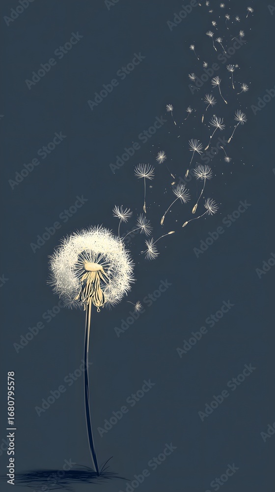 Obraz premium Dandelion Seeds in the Wind