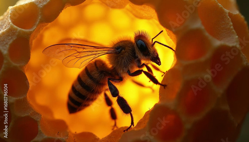 Honey & Honeycomb Close-Ups — Bees in Natural Warm Light 