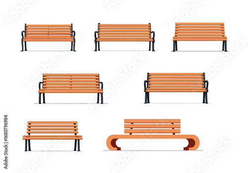 Collection of Outdoor Wooden Park Benches Various Styles and Designs for Public Spaces