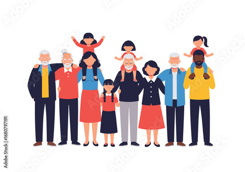 A Diverse Multigenerational Family Portrait Celebrating Unity and Love Through Generations and Cultures