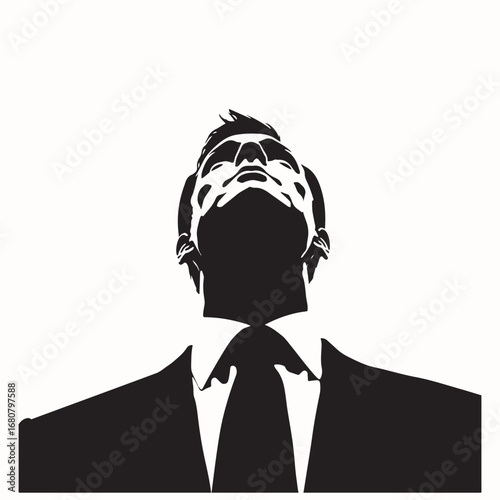 a striking vector silhouette of a man looking up at the sky.