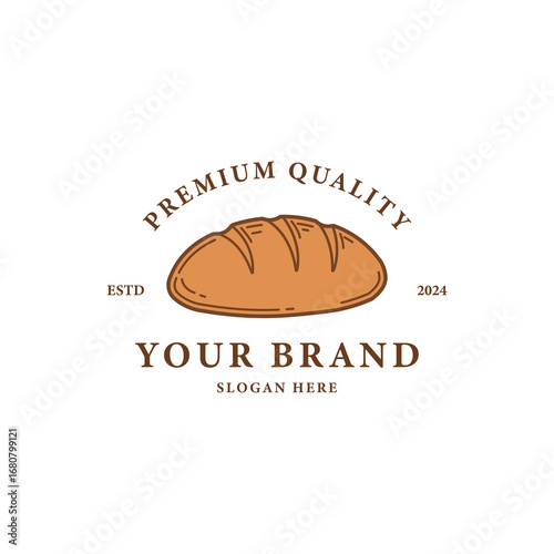 Bakery logo concept with premium bread illustration and custom brand name space. Bakery logo design vector illustration
