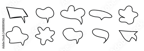 Speech bubble vector icon set. Chat box, message, dialogue, and comment collection. Hand drawn sketch elements speech bubble. 