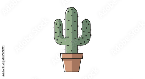 Stylized cartoon illustration of a Saguaro cactus in a pot vector