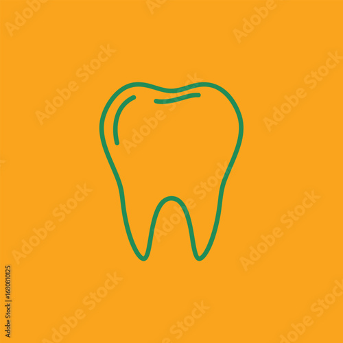 Simple illustration of a tooth on a vibrant orange background, suitable for dental health promotion and educational materials